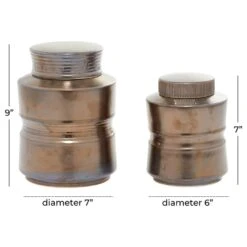 Maple And Jade Decorative Ceramic Jar In Bronze (Set Of 2) -Home Decoration Series 61583399 7