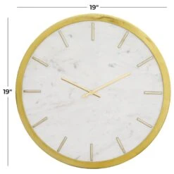 Maple And Jade 19" Wall Clock In Gold And White -Home Decoration Series 61584397 7