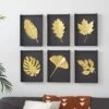 Maple And Jade 15" X 10" Leaves Wall Decor In Matte Black And Gold (Set Of 6) -Home Decoration Series 61584421 1