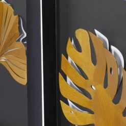 Maple And Jade 15" X 10" Leaves Wall Decor In Matte Black And Gold (Set Of 6) -Home Decoration Series 61584421 3