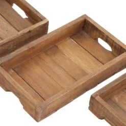 Maple And Jade Rectangular Rustic Tray In Brown (Set Of 3) 13 Maple And Jade Rectangular Rustic Tray In Brown (Set Of 3) -Home Decoration Series 61584744 3