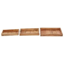 Maple And Jade Rectangular Rustic Tray In Brown (Set Of 3) 16 Maple And Jade Rectangular Rustic Tray In Brown (Set Of 3) -Home Decoration Series 61584744 6