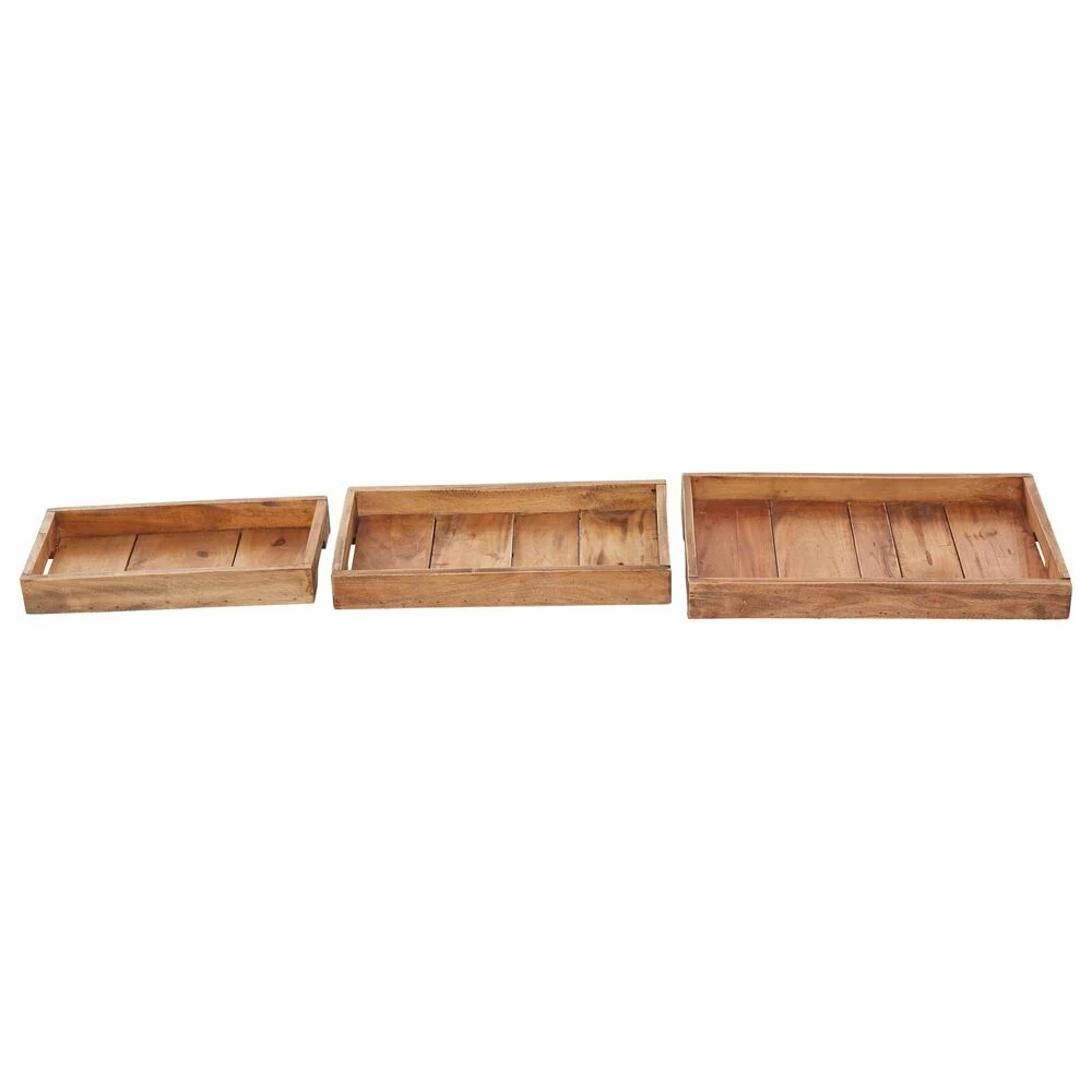 Maple And Jade Rectangular Rustic Tray In Brown (Set Of 3) 8 Maple And Jade Rectangular Rustic Tray In Brown (Set Of 3) - Image 6