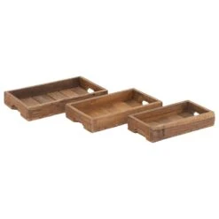 Maple And Jade Rectangular Rustic Tray In Brown (Set Of 3) 17 Maple And Jade Rectangular Rustic Tray In Brown (Set Of 3) -Home Decoration Series 61584744 7