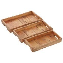 Maple And Jade Rectangular Rustic Tray In Brown (Set Of 3) 18 Maple And Jade Rectangular Rustic Tray In Brown (Set Of 3) -Home Decoration Series 61584744 8