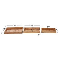 Maple And Jade Rectangular Rustic Tray In Brown (Set Of 3) 19 Maple And Jade Rectangular Rustic Tray In Brown (Set Of 3) -Home Decoration Series 61584744 9