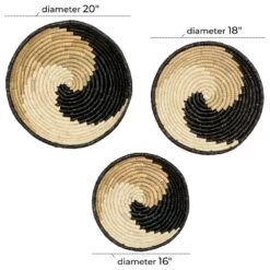 Maple And Jade 20" X 20" Wall Decor In Black, Natural And White (Set Of 3) -Home Decoration Series 61584942 10