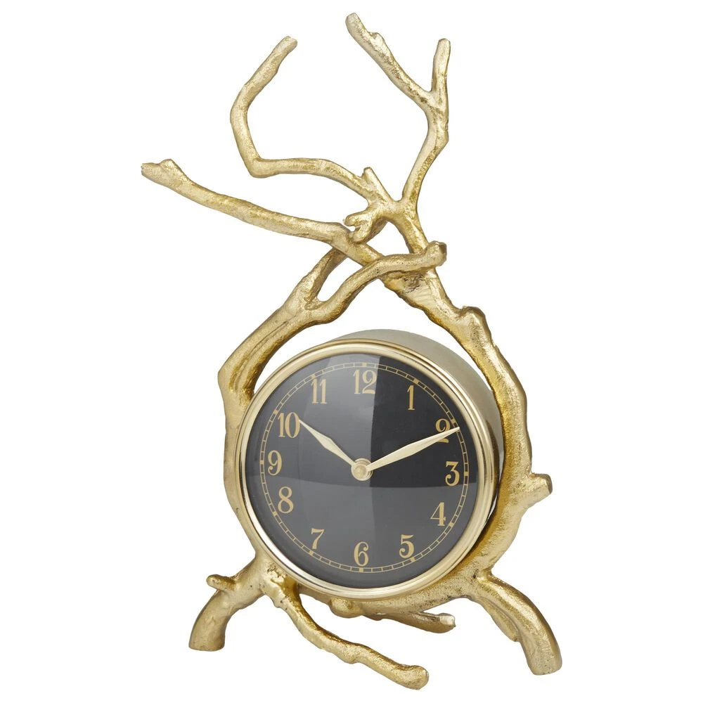 Maple And Jade Abstract Table Clock In Gold 3 Maple And Jade Abstract Table Clock In Gold