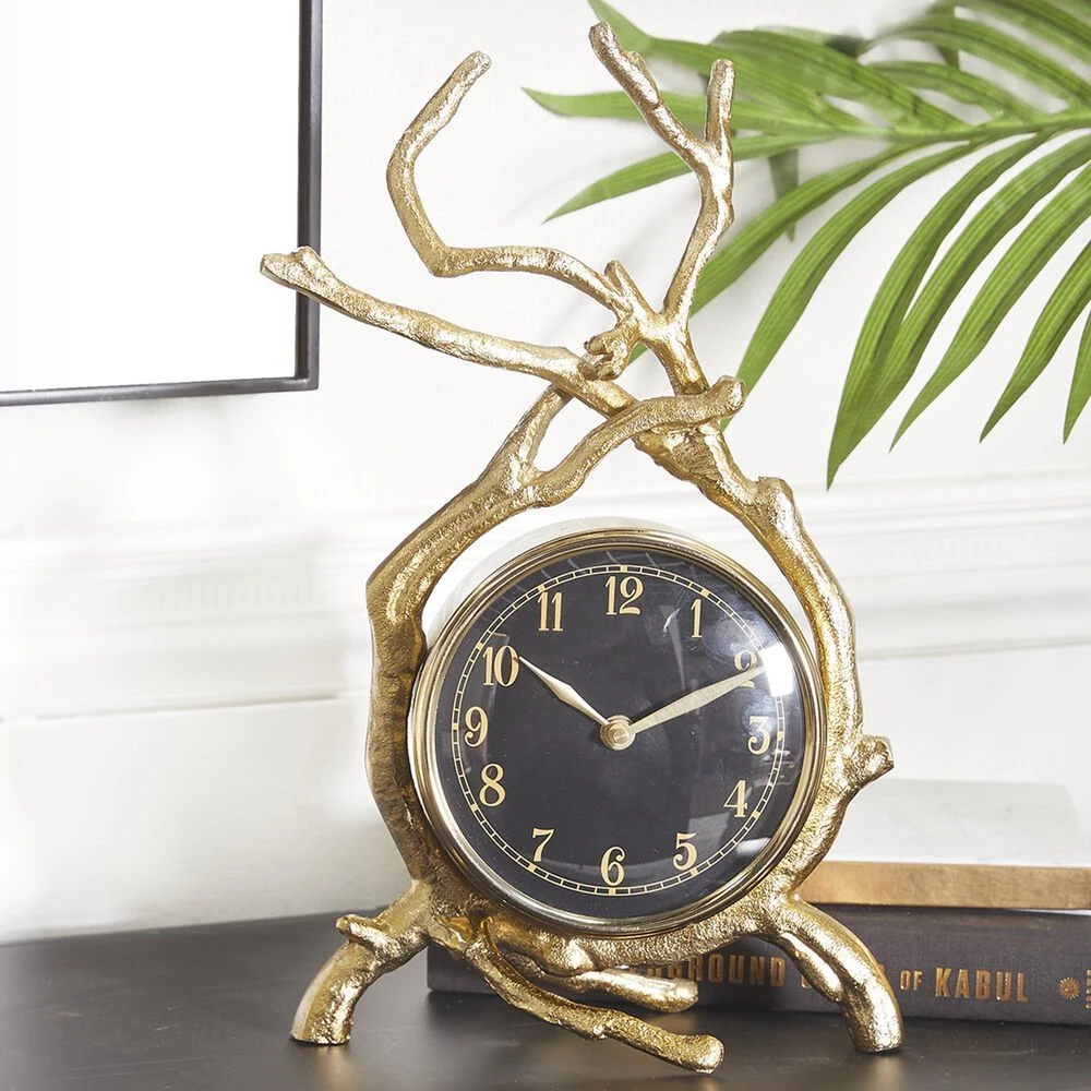 Maple And Jade Abstract Table Clock In Gold 4 Maple And Jade Abstract Table Clock In Gold - Image 2