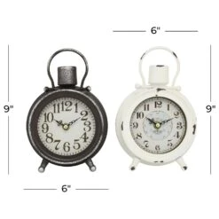 Maple And Jade Cottage Table Clock In Distressed Black And White (Set Of 2) -Home Decoration Series 61585881 9