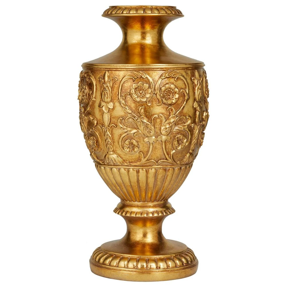 Maple And Jade 16" Traditional Vase In Antique Gold 3 Maple And Jade 16" Traditional Vase In Antique Gold