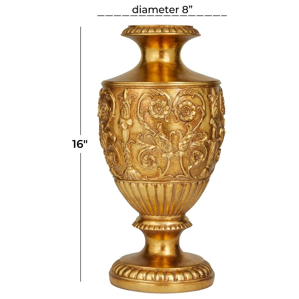 Maple And Jade 16" Traditional Vase In Antique Gold 11 Maple And Jade 16" Traditional Vase In Antique Gold - Image 9