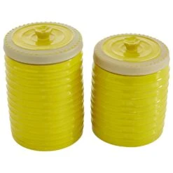 Maple And Jade Farmhouse Ceramic Decorative Jar In Yellow (Set Of 2) -Home Decoration Series 61587739 6