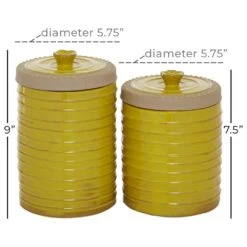 Maple And Jade Farmhouse Ceramic Decorative Jar In Yellow (Set Of 2) -Home Decoration Series 61587739 7