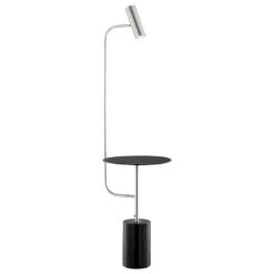 Lite Source Tatum LED Floor Lamp With End Table In Black And Silver