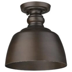 Golden Lighting Holmes Flush Mount In Rubbed Bronze
