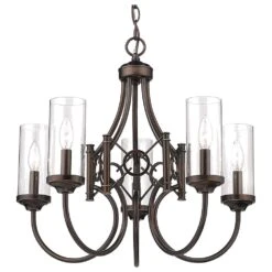 Golden Lighting Quincy 5-Light Chandelier In Cordoban Bronze -Home Decoration Series 61698809 5