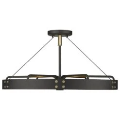 Golden Lighting Vaughn 6-Light Medium Semi-Flush In Natural Black And Aged Brass -Home Decoration Series 61698841 3