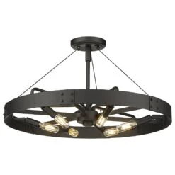 Golden Lighting Vaughn 6-Light Medium Semi-Flush In Natural Black -Home Decoration Series 61698858 4
