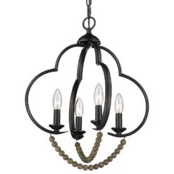 Golden Lighting Flori 4-Light Pendant In Matte Black -Home Decoration Series 61699096 3