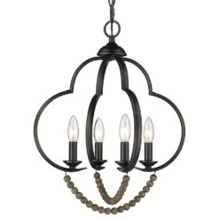 Golden Lighting Flori 4-Light Pendant In Matte Black -Home Decoration Series 61699096 4