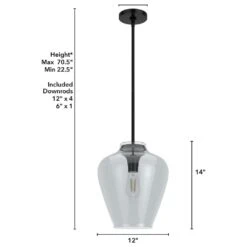 Hunter Vidria 1-Light Pendant In Matte Black -Home Decoration Series 61723094 7