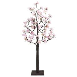 The Gerson Company 4' Lighted Peach Flower Tree In Pink