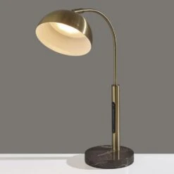 Adesso Bolton LED Desk Lamp With Smart Switch In Antique Brass And Brown -Home Decoration Series 62032891 11