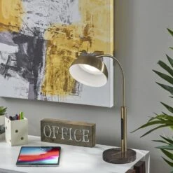 Adesso Bolton LED Desk Lamp With Smart Switch In Antique Brass And Brown -Home Decoration Series 62032891 12