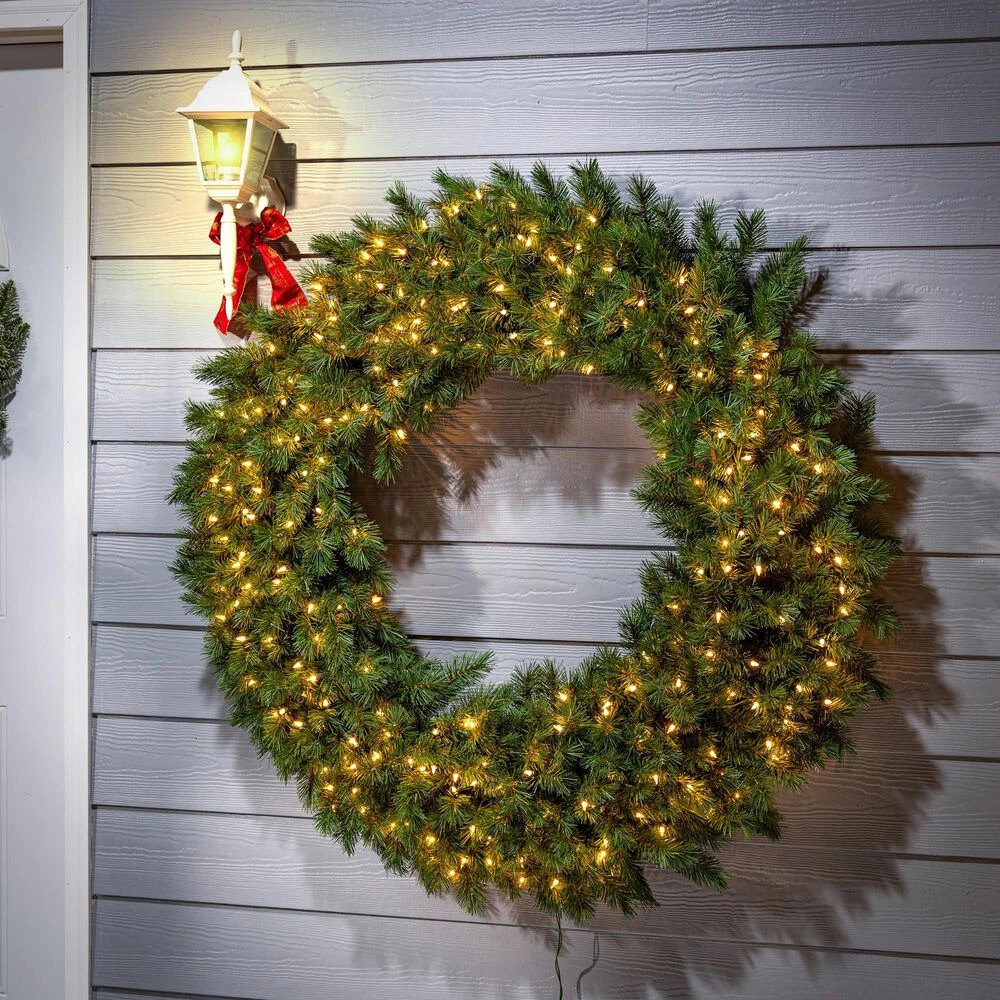 The Gerson Company 48" Aspen Spruce Wreath With 250 White Lights 4 The Gerson Company 48" Aspen Spruce Wreath With 250 White Lights - Image 2