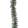The Gerson Company 9' Glazier Pine Garland With 100 White Lights In Green -Home Decoration Series 62718721 1