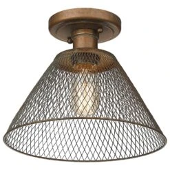 Golden Lighting Carver 1-Light Semi-Flush In Copper Patina