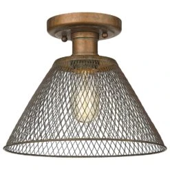 Golden Lighting Carver 1-Light Semi-Flush In Copper Patina -Home Decoration Series 62719653 3
