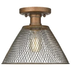 Golden Lighting Carver 1-Light Semi-Flush In Copper Patina -Home Decoration Series 62719653 4