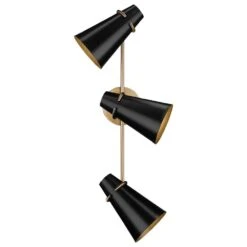 Golden Lighting Reeva 3-Light Bath Vanity With Matte Black Shade In Modern Brass -Home Decoration Series 62719778 4