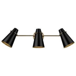 Golden Lighting Reeva 3-Light Bath Vanity With Matte Black Shade In Modern Brass -Home Decoration Series 62719778 5