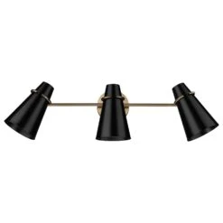 Golden Lighting Reeva 3-Light Bath Vanity With Matte Black Shade In Modern Brass -Home Decoration Series 62719778 6