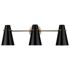 Golden Lighting Reeva 3-Light Bath Vanity With Matte Black Shade In Modern Brass -Home Decoration Series 62719778 7