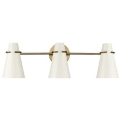 Golden Lighting Reeva 3-Light Bath Vanity With Glossy Ecru Shade In Modern Brass -Home Decoration Series 62719786 6