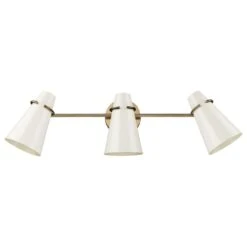 Golden Lighting Reeva 3-Light Bath Vanity With Glossy Ecru Shade In Modern Brass -Home Decoration Series 62719786 7