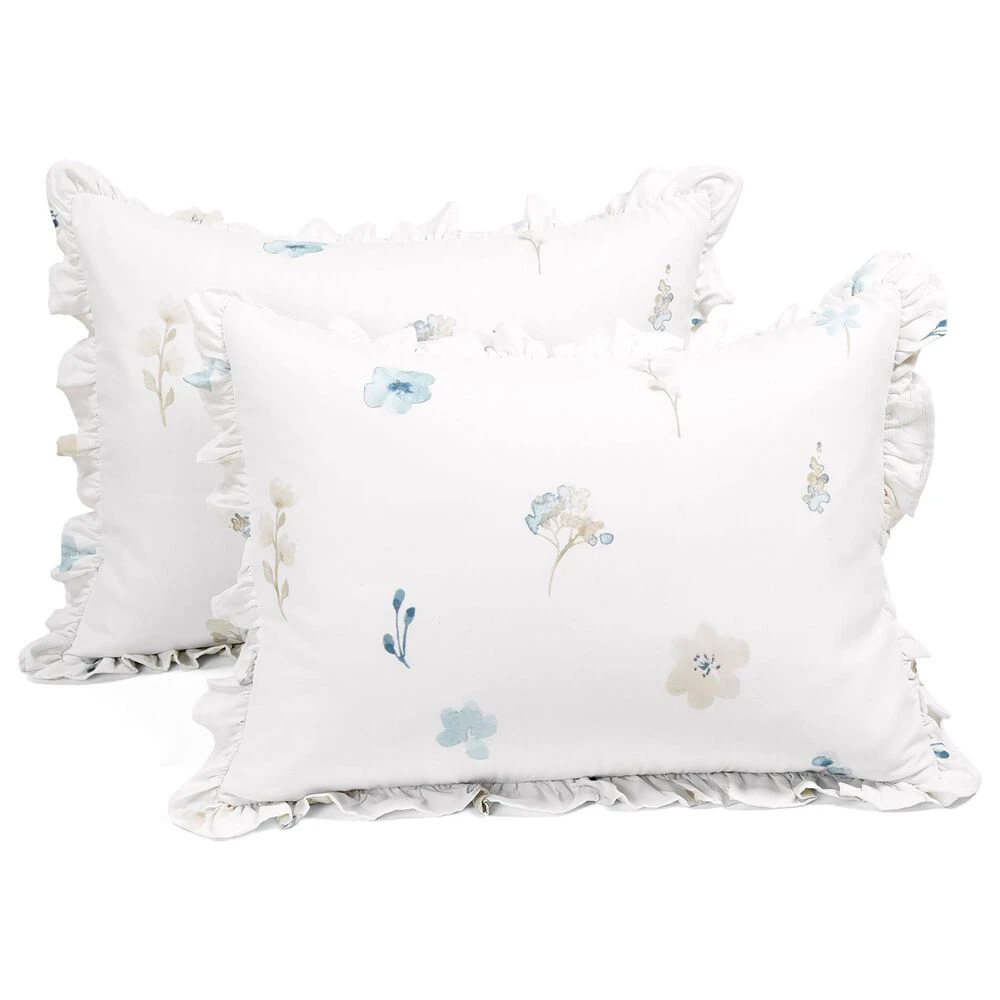 Triangle Home Fashions Livia Floral 5-Piece Full/Queen Comforter Set In Neutral And Blue 4 Triangle Home Fashions Livia Floral 5-Piece Full/Queen Comforter Set In Neutral And Blue - Image 2