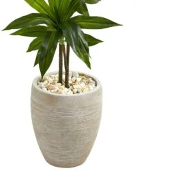 Nearly Natural, Inc. Nearly Natural Inc 4' Dracaena With Sand Colored Planter In Green -Home Decoration Series 63018196 4