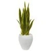 Nearly Natural, Inc. Nearly Natural Inc Sansevieria Artificial Plant With White Planter In Green And Yellow -Home Decoration Series 63019202 1