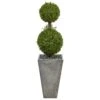 Nearly Natural, Inc. Nearly Natural Inc 4' Double Boxwood Topiary Artificial Tree With Cement Planter In Green 1 Nearly Natural, Inc. Nearly Natural Inc 4' Double Boxwood Topiary Artificial Tree With Cement Planter In Green -Home Decoration Series 63020267 1