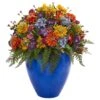 Nearly Natural, Inc. Nearly Natural Inc Giant Mixed Floral Arrangement In Purple, Orange, Yellow And Green -Home Decoration Series 63021273 1