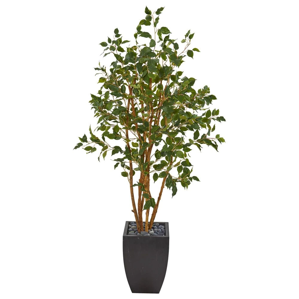 Nearly Natural, Inc. Nearly Natural Inc 58" Ficus Artificial Tree With Black Planter In Green 3 Nearly Natural, Inc. Nearly Natural Inc 58" Ficus Artificial Tree With Black Planter In Green