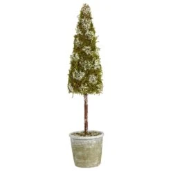 Nearly Natural, Inc. Nearly Natural Inc 2' Flocked Moss Cone Christmas Tree In Green