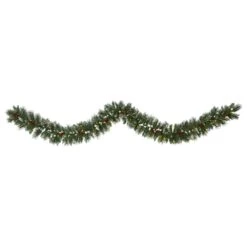 Nearly Natural, Inc. Nearly Natural Inc 9' Frosted Swiss Pine Garland With 50 White LED Lights In Green