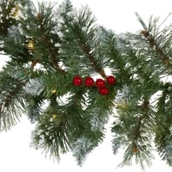 Nearly Natural, Inc. Nearly Natural Inc 9' Frosted Swiss Pine Garland With 50 White LED Lights In Green -Home Decoration Series 63076632 3