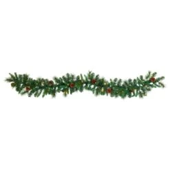 Nearly Natural, Inc. Nearly Natural Inc 6' Mixed Pine And Pinecone Trimmed Garland With 35 White LED Lights In Green